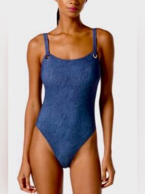 MICHAEL Michael Kors New Navy One-Piece Swimsuit with Ring-Strap Details